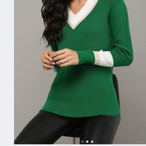 Emerald & Beige Block Sweater